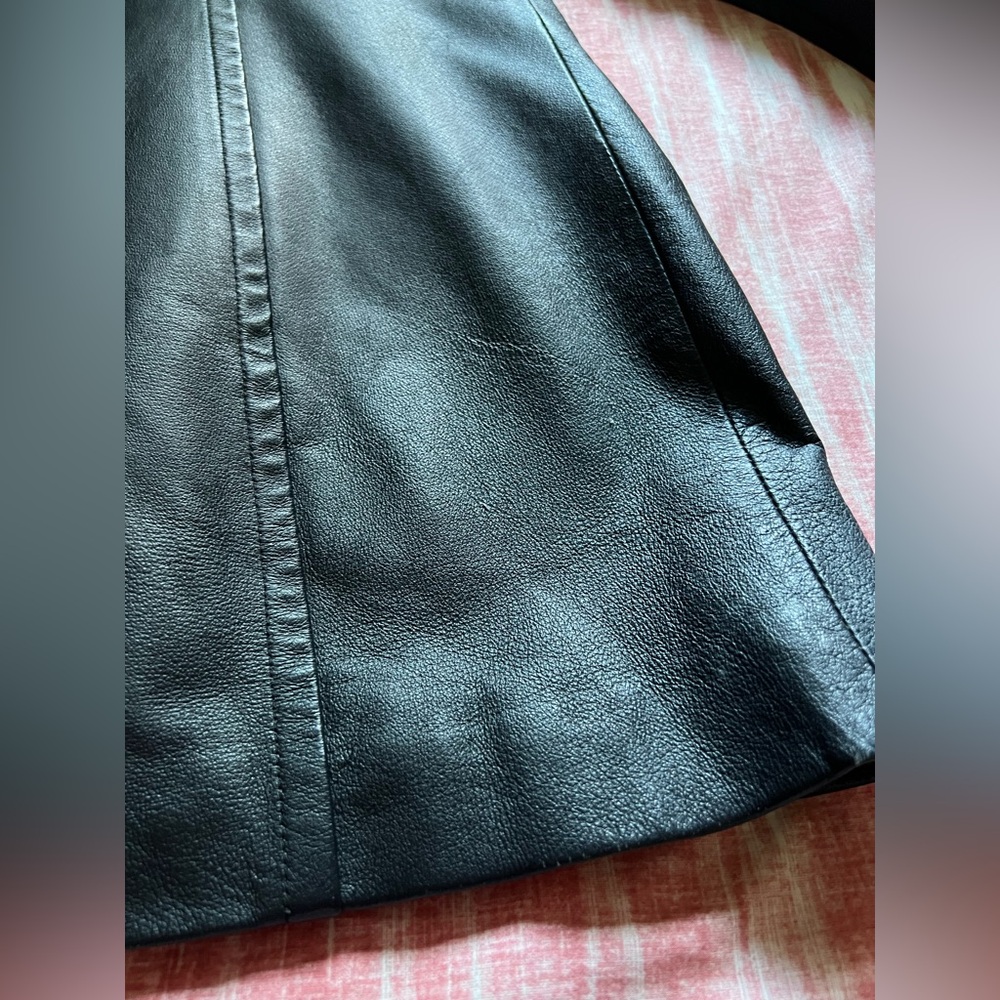 BAGATELLE Vintage Black Leather Hooded Trench Coat sz M - Picture 15 of 16